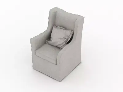 Grey Fabric Armchair 3D model purchase