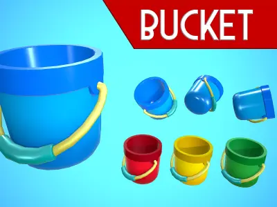 BUCKET CARTOON STYLIZED Low-poly 3D model