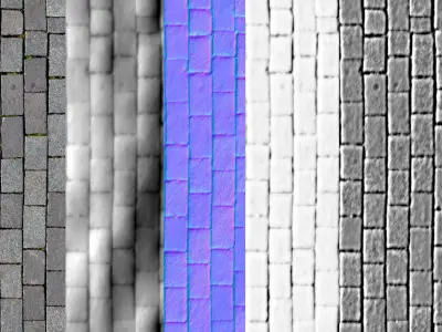 Pavement cobblestone street with bricks Texture