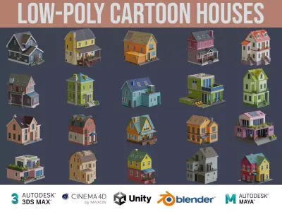 Cartoon Houses 3D model