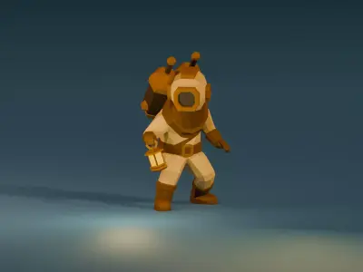 UNRIGGED VERSION LOW-POLY DIVER Low-poly 3D model