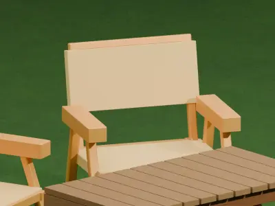 Industrial Beech Wood Folding Outdoor Set 3D model