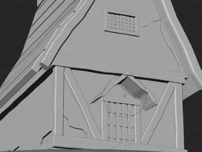 Low Poly House with lamp on roof Low-poly 3D model