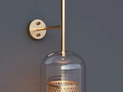 Brass Glass Wall Sconce 3D model