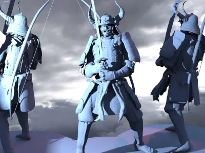 Horned Samurai Warrior Elden Ring inspired 3D model