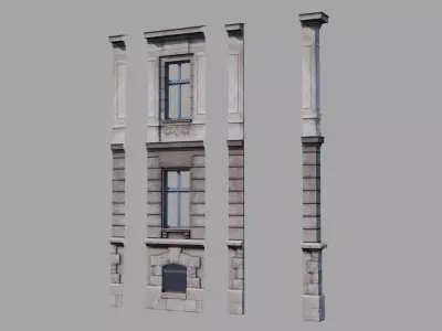 Modular classical facade Low-poly 3D model