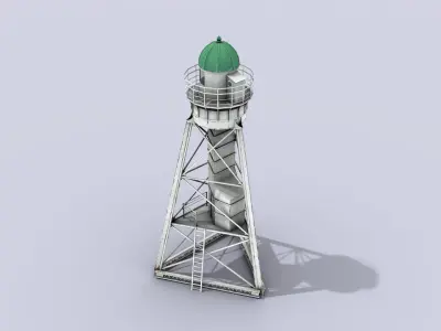 White Metal Lighthouse Low-poly 3D model