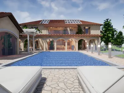 Spanish Modern Modular Villa Assets - Complete kit Low-poly 3D model