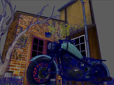Motorcycle wall corner design Low-poly 3D model