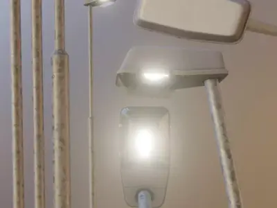 Street Light 5 Galvanized F1 M1 K0 A1 3000mm Low-poly 3D model