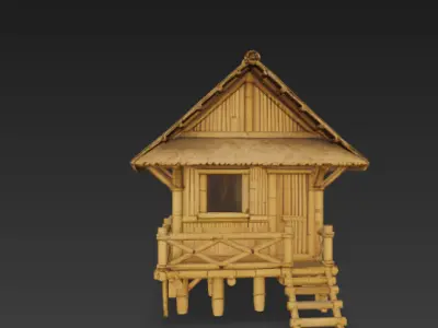 Realistic Bamboo House 3D model
