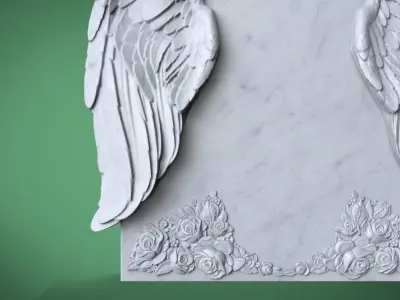 Memorial tombstone with wings 3D print model