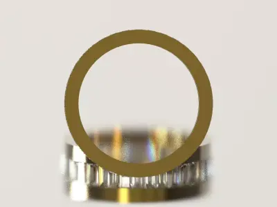 Baget Cut Diamond Eternity STL 3D Band in Gold rr0057 3D print model purchase