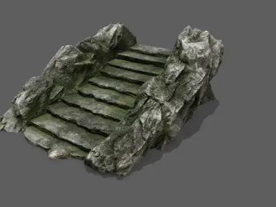 Stairs set of made out of rocks Low-poly 3D model order