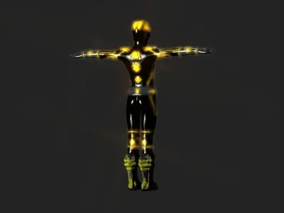 Golden vines futuristic battle suits collection Low-poly 3D model