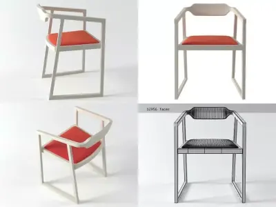 Juliet chair with orange seat 3D model