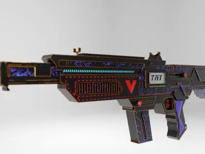 Transformable rifle  Low-poly 3D model