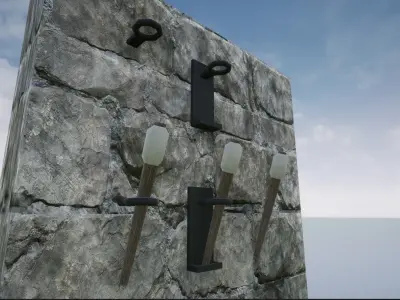 Medieval Torch Low-poly 3D model