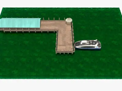  Dock Pier with NYC Ferry Boat on Water 