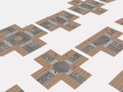 Crossroads Street Road Series 3D Model Low-poly 3D model