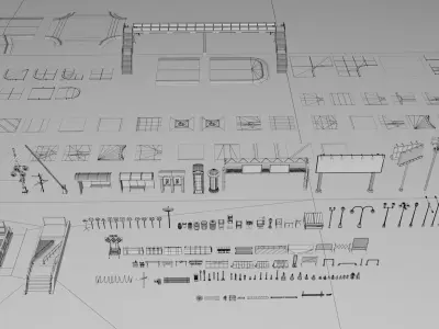Road and Street Props Mega Pack Collection - Game Ready Low-poly 3D model