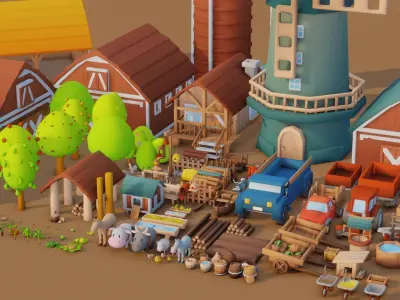 Stylized Farm Pack Low-poly 3D model