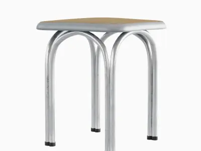 Silver Steel Stool 03 3D model