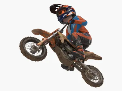  KTM Kids Dirt Bike Rider Standing Muddy Stance 