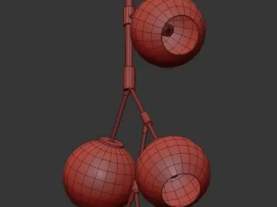 Neutron 8 chandelier with five glass balls hanging from it 3D model