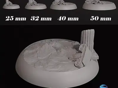 Ancient Ruins Base - 25-32-40-50mm- Pre-supported  3D print model