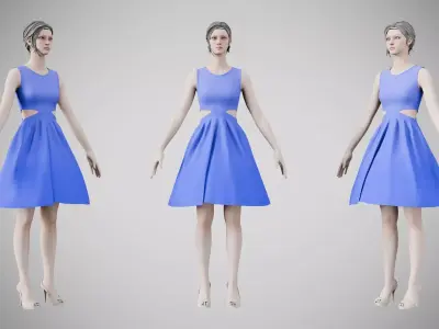 Dress 33 Very Light Blue Low-poly 3D model