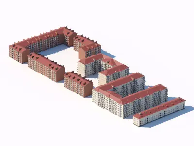 Red Roof Residential Complex 3D model