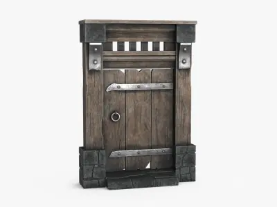 Old Wood Door v3 Low-poly 3D model