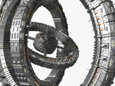  Rotating Space Station Ring System Animated Rigged for Maya 
