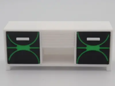 Living room cabinet with functional doors drawer and shelves  3D print model