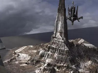 Ice Mountain with Robot Droid 3D model