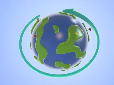 cartoon earth space travel water venus planet 3D model