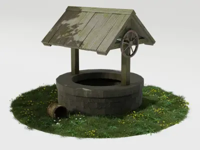 Old Well GameReady Low-poly 3D model