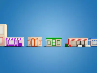 Lowpoly Buildings pack  Low-poly 3D model