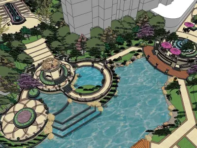classical landscape theme park 3D model