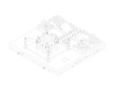 Cartoon Low Poly Taj Mahal Landmark Low-poly 3D model