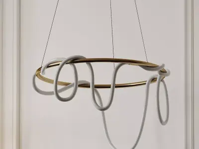 Sculptural Brass Circular Light Pendant by Morghen Studio 3D model