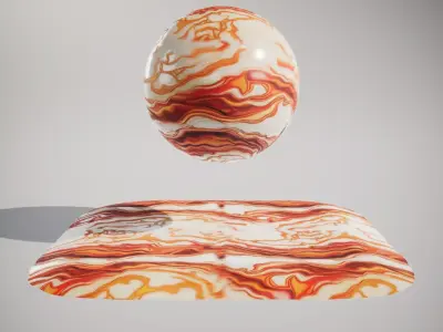 HQ PBR Textures Set Marble Orange Veined Texture