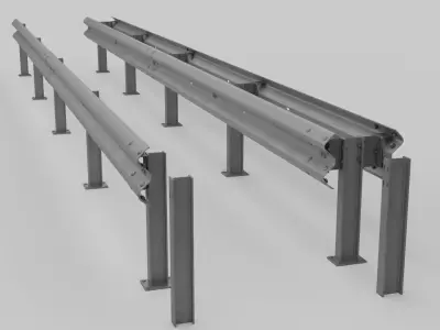 Guardrail - Crash Barrier Set 3D model
