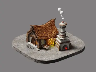 Medieval bakery blender  Low-poly 3D model