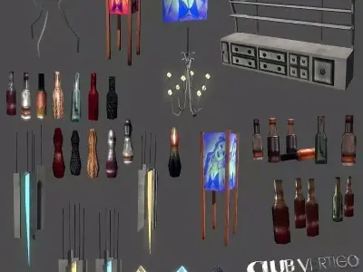 Lowpoly Bar Set SciFi Low-poly 3D model