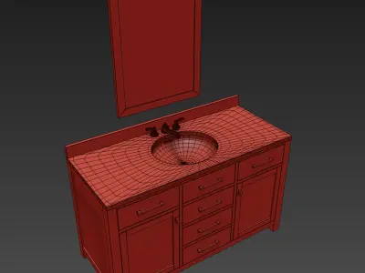 RH HUTTON SINGLE EXTRA-WIDE VANITY 3D model