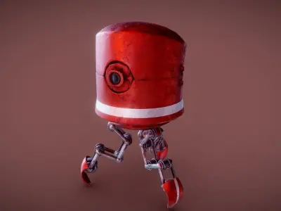 robot red-bots Low-poly 3D model