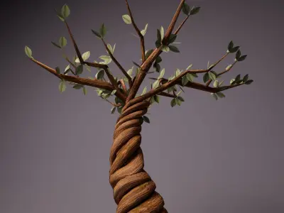 Stylized Spiral Tree Low-poly 3D model