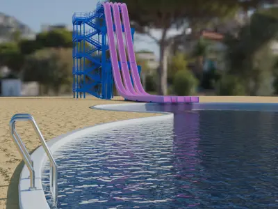 Free Fall Water Slide 3D model